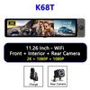 4K 3 Way Dash Cam 3 Channel Rearview Mirror Front Inside Rear 2K+1080P+1080P WiFi Dual Lens Car Dvr Camera Infrared Night Vision