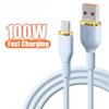 100W Liquid Silicon USB A To Type C Fast Charging Data Cable USB C To Type C 66W For  Xiaomi iPhone15 16 Wire Cord