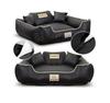Dog Bed, KINGDOG Playpen, ECO LEATHER, Color: Black, Removable, Anti-slip Cover, M-XL