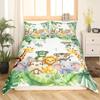 Cartoon Animals Duvet Cover Cute Giraffe Monkey Tiger Elephant Bedding Set Lovely Wildlife Comforter Cover Polyester Quilt Cover