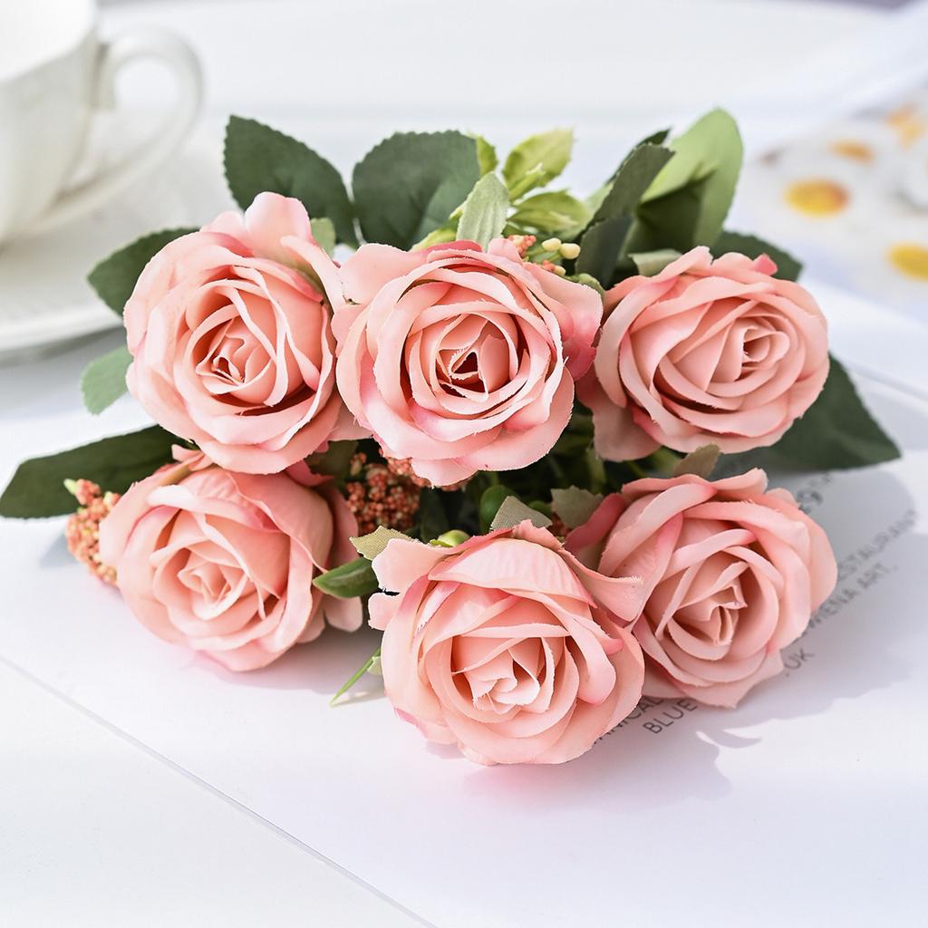 Artificial Flowers Silk Rose Bouquet For Festival Garden Home Table Vase Wedding Bridal Bouquet Decorati Diy Stage Prop Hotsales