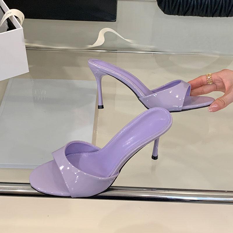 Fashion Summer Spring Elegant Women Heeled Sandals Slides Shoes Female Footwear Fashion Round Toe Ladies Thin Heels Sandals Shoes