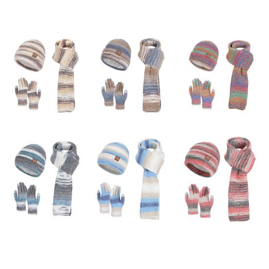 3 шт./компл. Женская зимняя шапка, шарф, перчатки, комплект, утолщенная бархатная подкладка, вязаная шапка