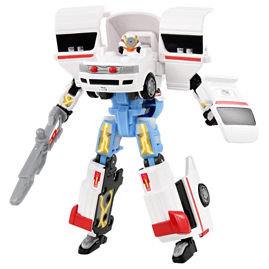 TAKARA TOMY Tomica Job Laborer TJBDX Unite Medibraver Ambulance & Doctor Helicopter Combination Set, Miniature Car Toy, Ages 3 and Up