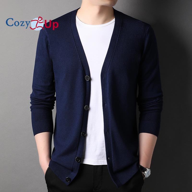 Cozy Up New Spring Autumn Knitted Cardigan Men Solid Color V Neck Slim Fit Sweatercoat Fashiion Casual Single Breasted Cardigan Sweaters