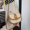 New Niche Design Popular Contrasting Color Saddle Bag Single Shoulder Oblique Span Trendy Versatile Women's Bag