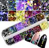 Nail Glitter 12pcs/set Mixed 3D Ultra Thin Flash DIY Sequins Nail Art Decoration