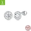 Round Moissanite Threaded Ball Stud Earrings, Simple And Shining Versatile S925 Sterling Silver Mini Stud Earrings