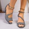 Fashion 2024 Plus Size Female Shoes Peep Toe Women's Sandals Fashion Dress Sandals Women Ankle Buckle Strap Chunky Heels Shoes Women