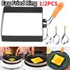 1/2 Pcs Stainless Steel Egg Ring Square Fried Egg Molds Egg Muffins Omelet Maker with Anti-scald Handle Easy Clean for Breakfast