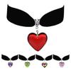Gothic Heart Choker Necklace Black Velvet Choker Adjustable Length Electroplated Symbol of Love Vintage