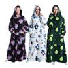 Winter Warm Fleece Hoodie Robe for Women 140cm Oversized Blanket with Sleeves Fleece Warm Hoodies Sweatshirts Women Hoody Robe