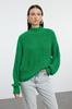 Women's Fashionable Stylish Sweater Green Crop Soft Textured Basic Thick Knit Detailed Knitwear Sweater