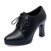 Thick Bottom Soft Leather Oxford Shoes British Lace Up Women Platform Pumps 2025 Deep Mouth Block High Heels Shoes Office Mom