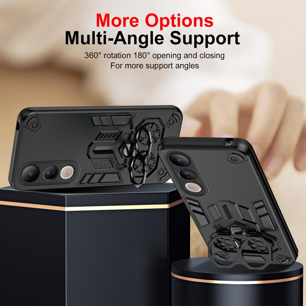 Case for Vivo V50 Lite 5G V50e Protective Cover Military Grade Shockproof Armor Metal Ring Kickstand Fundas Coque