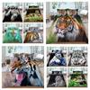 2023 New Style Tiger Pattern Home Bed Cover Polyester Soft Comforter Duvet Cover Pillowcase Boys Men Single Size Quilt Cover