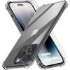 Case for iPhone 14 Pro Max - Silicone - Shockproof - Transparent - 2 Tempered Glasses Included