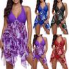 Women Fashion Plus Size S-5xl Halter Swimsuits Floral Sexy Irregulat Top+ Brief Swimwear Sets