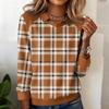 Ladies' Plaid Printed Casual Long Sleeved Sweatshirt Top