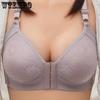 Front Buckle Bra Large Size No Steel Rings Mom Underwear Ladies Breathable Push Up Gather Adjustable Thin Bra Large Breasts Look Small