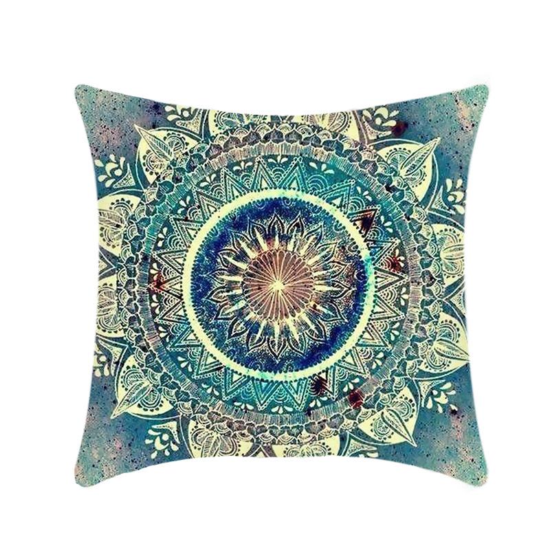 Creative Bohemian Style Mandala Sofa Pillow Cover Tatami Bay Window Pillow Cover Short Plush Printed Cushion