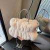 Fashion Women Fluffy Shoulder Bag Female Winter Chain Underarm Bag Solid Color Banquet Handbag New Pattern Soft Plush Handle Bag