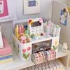 Kawaii Destop Organizer with Sticker Multi-function Lagre Capacity Drawer Stationery Holder Jewelry Hairclip Storage Student