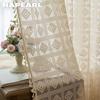 1PC 10-20% Blackout French Retro Solid Color Hollow Diamond Grid Fringe Translucent Curtain for Living Room Bedroom Balcony Home Decor