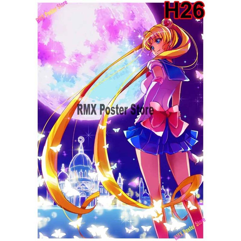 Classic Anime Sailor Moon Poster White Coated Paper Cartoon  Girl Poster Wall Stickers Home Room Bar Decoration Art Painting