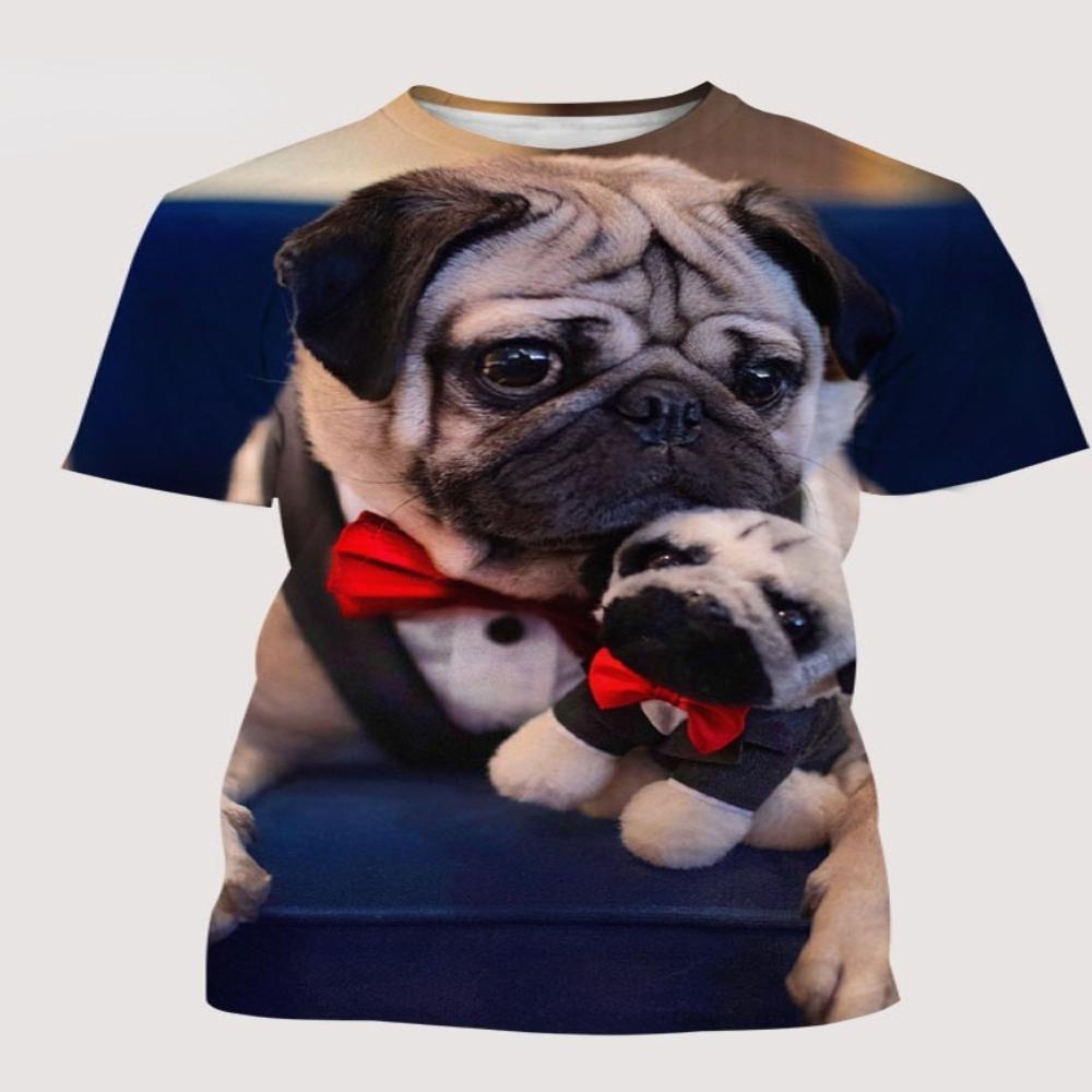 Summer Fashion Casual Funny Animal Dog Graphic T Shirts Men Hip Hop Personality Trend Printed Tees O-neck Short Sleeve