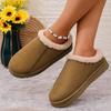 2025 Winter New Thermal Cotton Shoes Women's Velvet Large Size Bag Head Half Slippers Wear Flat Snow Boots