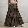Women Cotton A-line Skirts Summer Loose Casual Elastic Waist Long Skirts