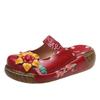 Fashion Women's Tribal Style Flower Platform Mules, Floral Print Wedge Heeled Clogs, Closed Toe Shoes