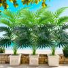 3pcs Outdoor Artificial Green Plants, High Simulation Palm Tree Sets, Indoor/outdoor Use, Excluding Flower Pots.