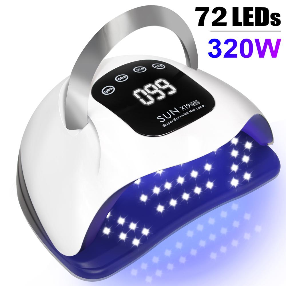 Лампа для сушки ногтей 320 Вт Профессиональная УФ-лампа для сушки ногтей для гелевых ногтей 72 бусины Быстроотверждаемая лампа для гель-лака