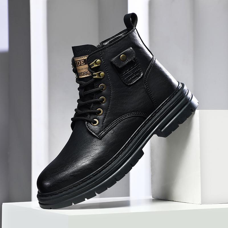 Luxury Leather Men's Ankle Boots High Top Outdoor Tooling Boots Work Casual Motorcycle Boots Work Boots for Men Boots