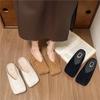 Retro Square Head Half Slippers Women's New Spring and Summer Suede Bag Head Soft Sole Flat Heel Slippers Flat Heel Shoes Large Size Shoes