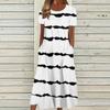 Women's Summer Casual Fashion Printed Short Sleeve Round Neck Pocket Dress