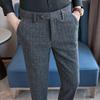 Autumn Winter High Quality Men's Wool Suit Pants Solid Striped Smart Casual Slim Fit Suit Trousers Men Cotton Woolen Dress Pants