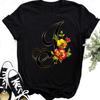 Custom Name Letter Combination Tops Fashion Women T-Shirt Rose Flower Heart Letter Font A B C D Short Sleeve Tees Black T-Shirt