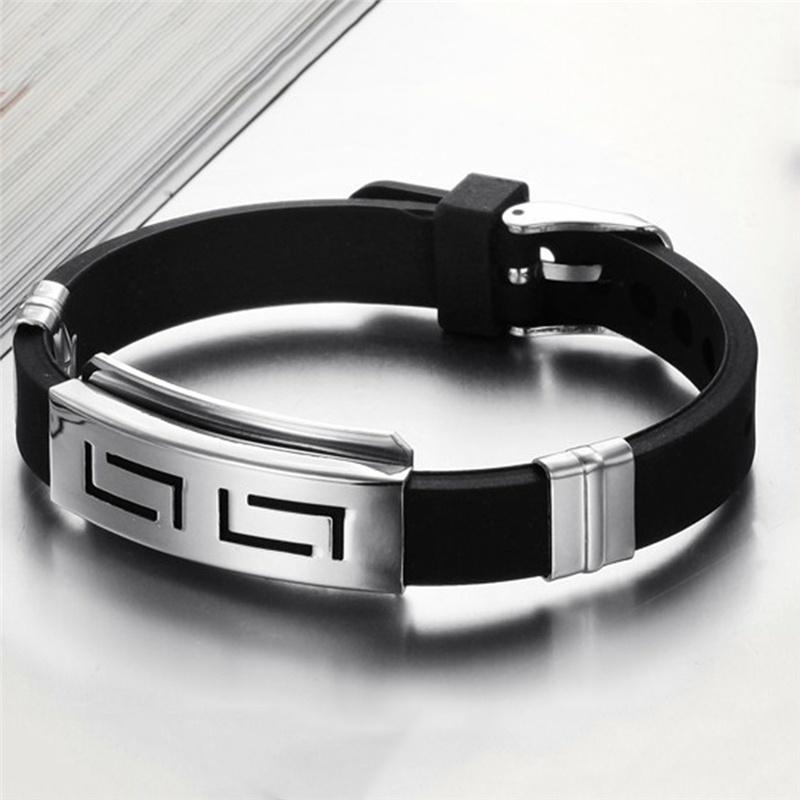 Fashion Wristband Black Punk Titanium Steel Men Bracelets Bangles