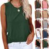 Women's Casual Tank Tops Crewneck Sleeveless Plain Summer Cotton Tee Shirts