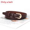Womens Pu Fine Leather Belt With Metal Pin Buckle For Casual Commuting Outfits