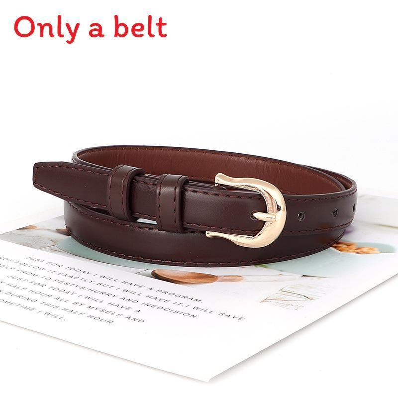 Womens Pu Fine Leather Belt With Metal Pin Buckle For Casual Commuting Outfits