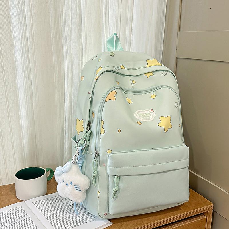 Star Printed Lightweight Casual Backpack With Nylon Material For Teens Daily Use