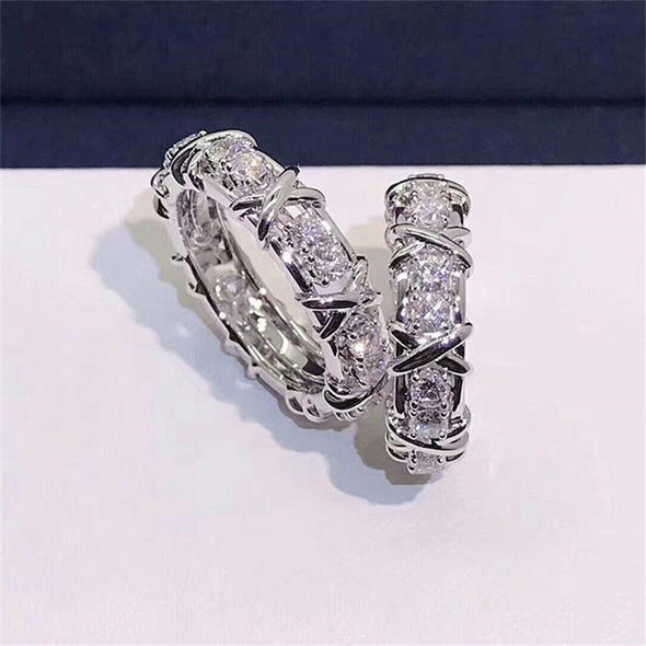 Fashion Cubic Zirconia Delicate Women Weight Loss Ring Couple Health Care Jewelry Cross Geometric CZ Dancing Party Wedding Rings