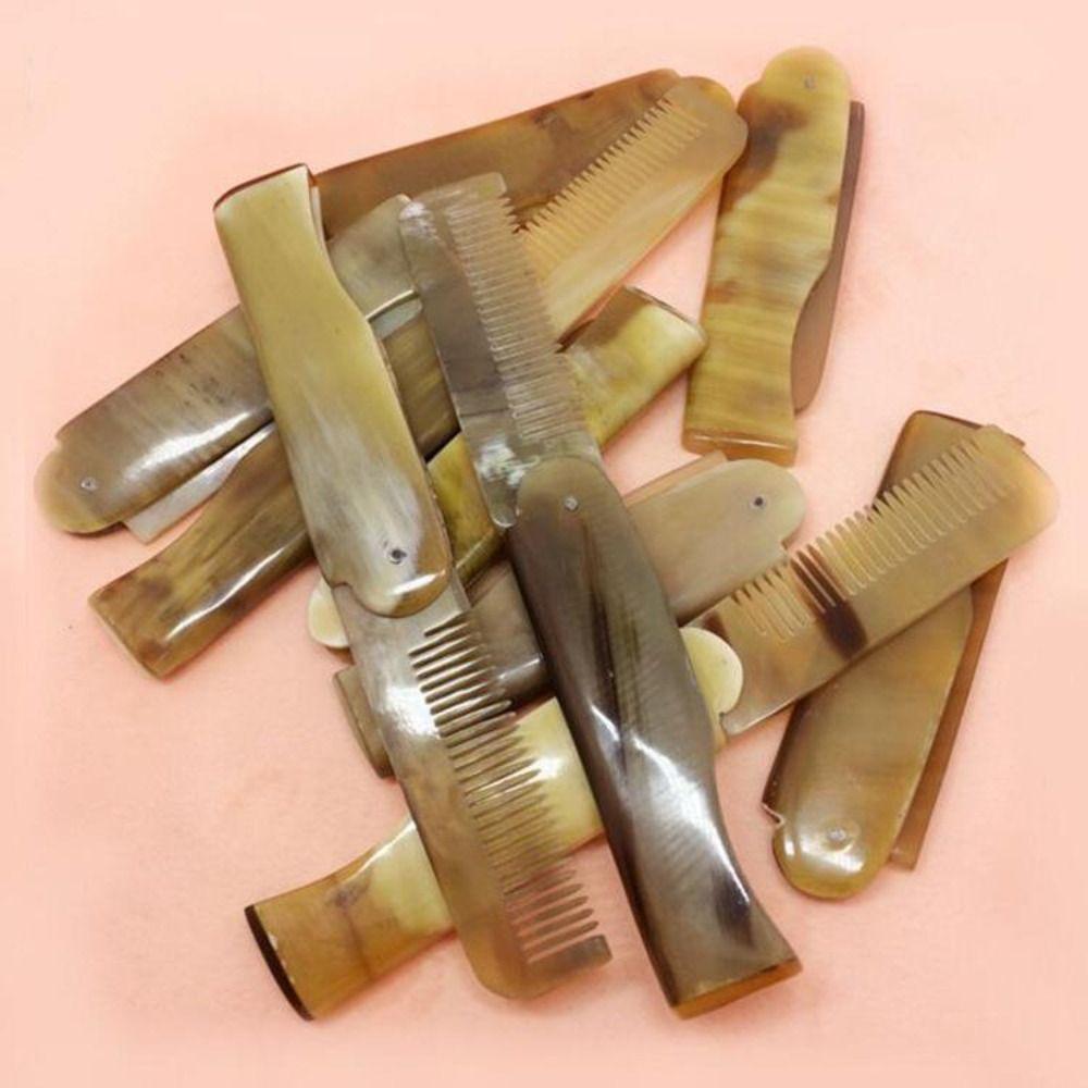 2 шт. Легкая расческа из рога быка, карманная, предотвращающая спутывание волос, прочная, складная расческа для волос, волосы