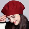 Women Winter Berets New Fashion Solid Color Flexible Kintted Wool Eaveless Warm Hat