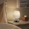 Touch Control LED Desk Light Small Bedside Lamp Dimmable Flicker Free Easy To Install Desk Lamp with White Glass Shade