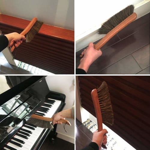 AMERWASH PLUS Counter Brush, Furniture, Drafting, Patio, Bed, Fireplace, Woodworking Cleaning, Horsehair Duster, Wooden Handle Shop Brush, Hand Broom